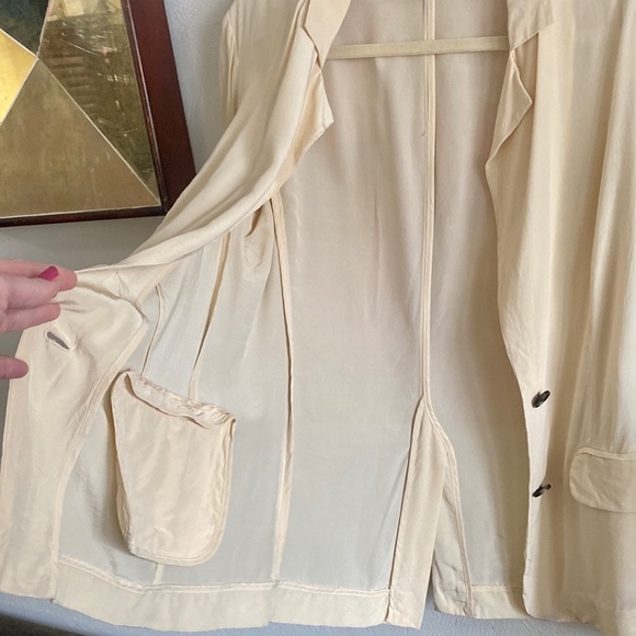 BODY BY VICTORIAS SECRET 100% SILK BLAZER SILK OVERSIZED BLAZER SUIT JACKET 6 - Picture 11 of 16